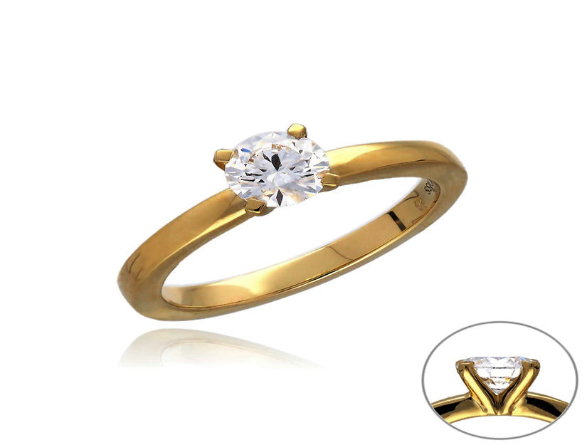 Žluté zlato prsten s laboratorním diamantem 